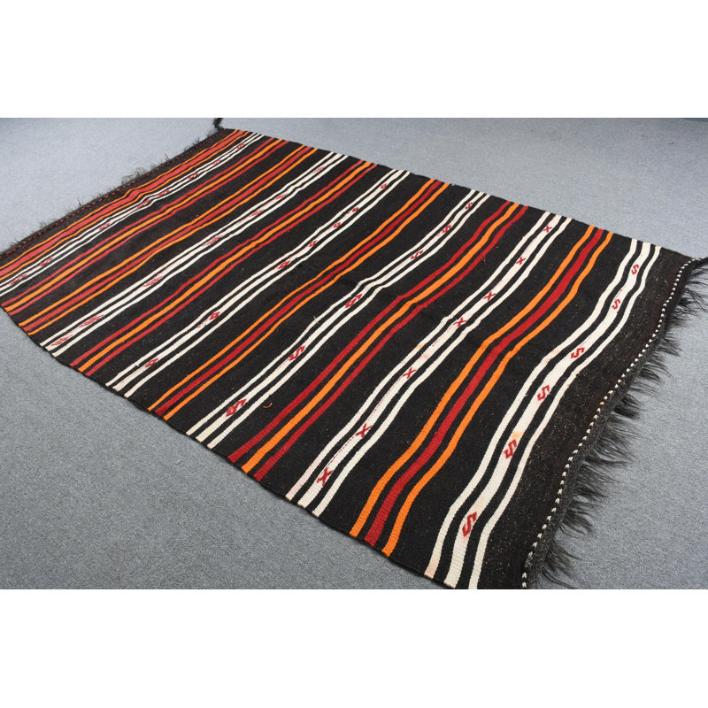 Tapis traditionnel kilim turc traditionnel à rayures rétro pour une décoration intérieure élégante