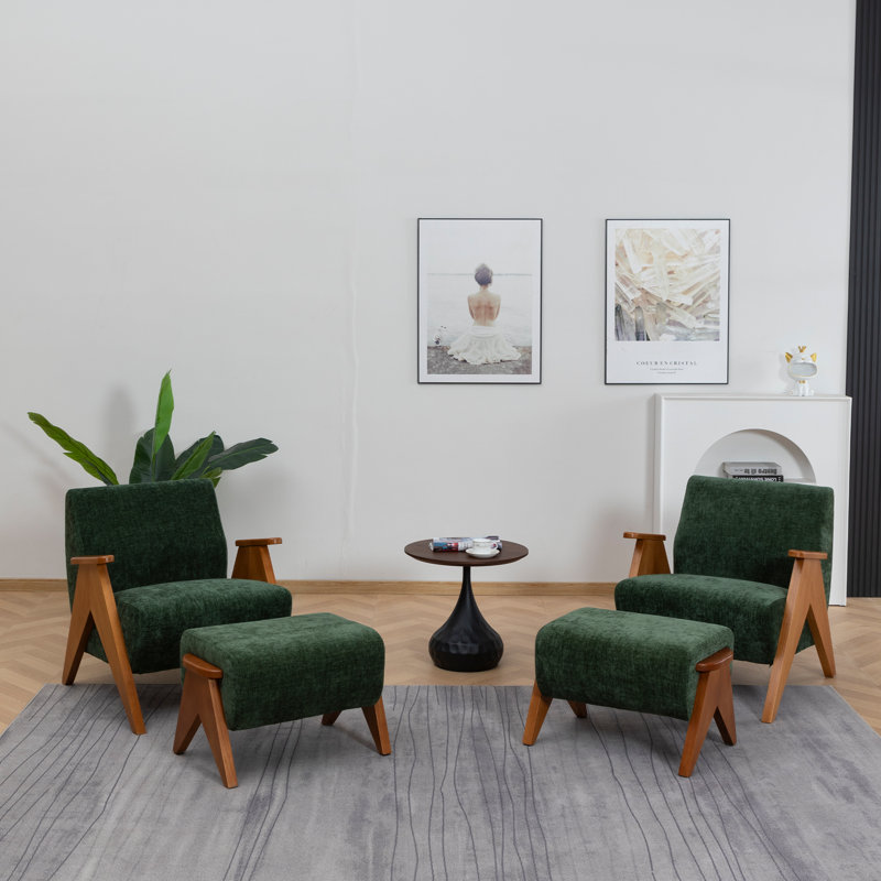 Ensemble de chaises de loisir en bois massif (ensemble de 2), Vert