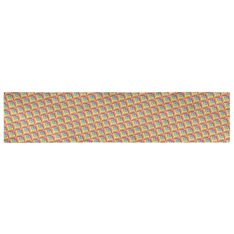 Chemin de table à échelles arc-en-ciel Avicia, 73,5 po x 17,5 po, Polyester, Orange / Bleu