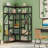 7-Tier Corner Bookcase Particleboard 1 Piece Corner Bookcase Red Versatile Design