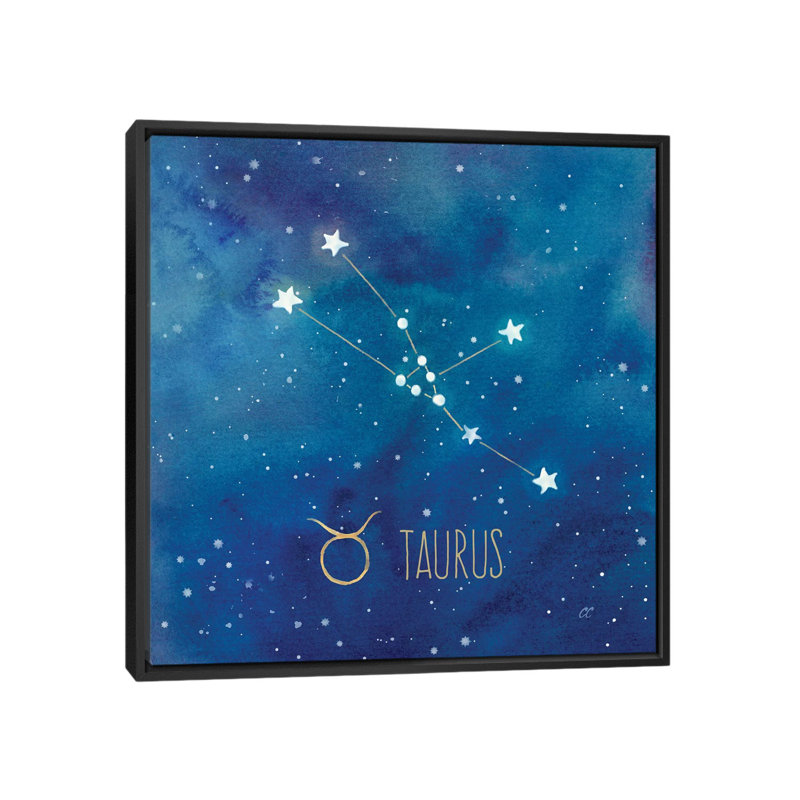 «Star Sign Taurus», impression sur toile, H 18 po x l 18 po x P 1,5 po, Toile avec cadre noir, Pas de tapis