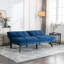 Lit 2 places en velours bleu marine avec accoudoirs réglables et rembourrage en mousse rembourré moderne-1279859024