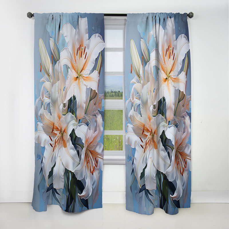 Vivaldi - Rideau occultant floral lys - 1 panneau, 52" W x 108" L