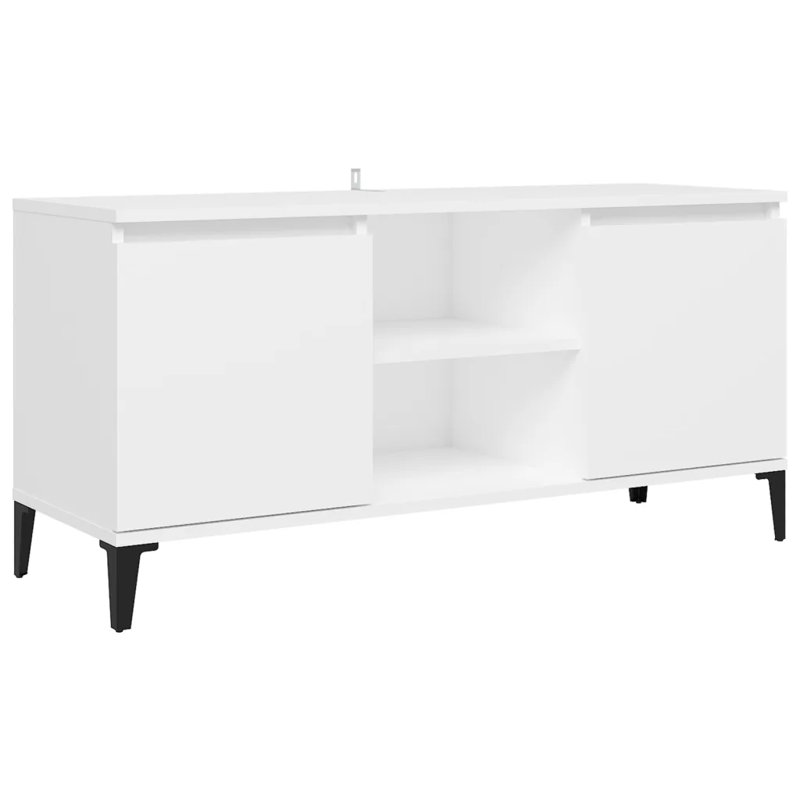 Steyning Unfinished TV Stand with Fireplace Included, White