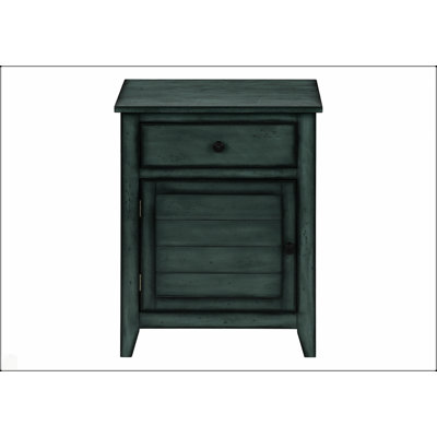 Table d'appoint antique bleue avec rangement, parfaite pour les chambres et les salons d'inspiration côtière