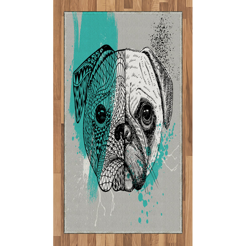 Pug High Density Long Fiber Poly Threads Decorative Area Rug Carpet, Rectangle 2'7" x 5'