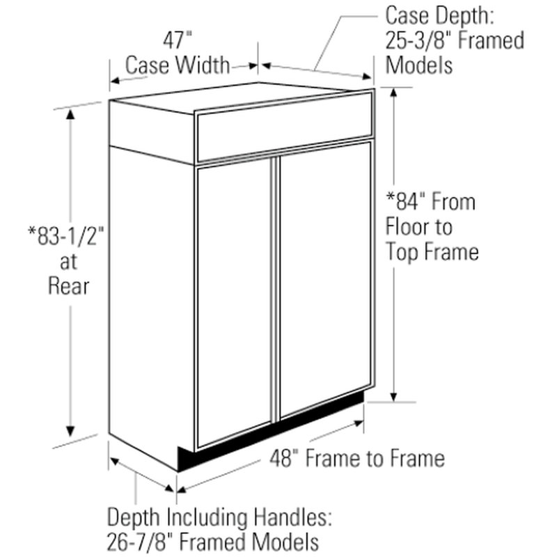Monogram 48" Built-In Side-By-Side Refrigerator, Panel Ready, Statement, Standard