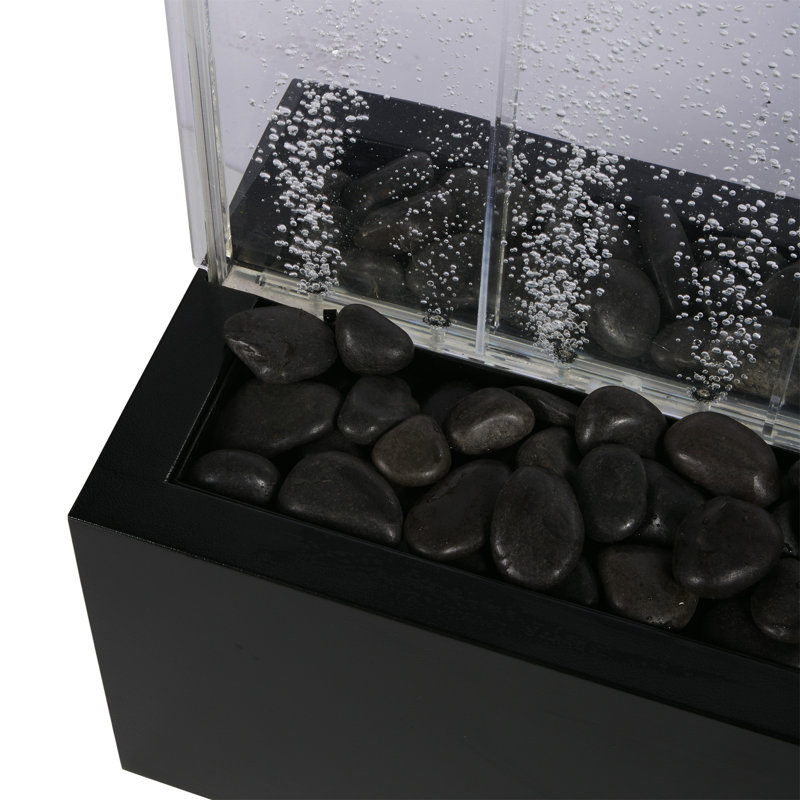 Fontaine murale à bulles 72 po avec lumières DEL et télécommande à changement de couleur, noir, Noir