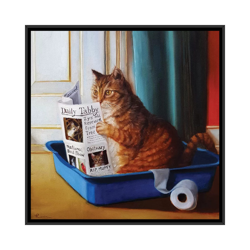 Kitty Throne by Lucia Heffernan - Graphic Art Print on Canvas, 45.72 cm H x 45.72 cm W, Black Framed