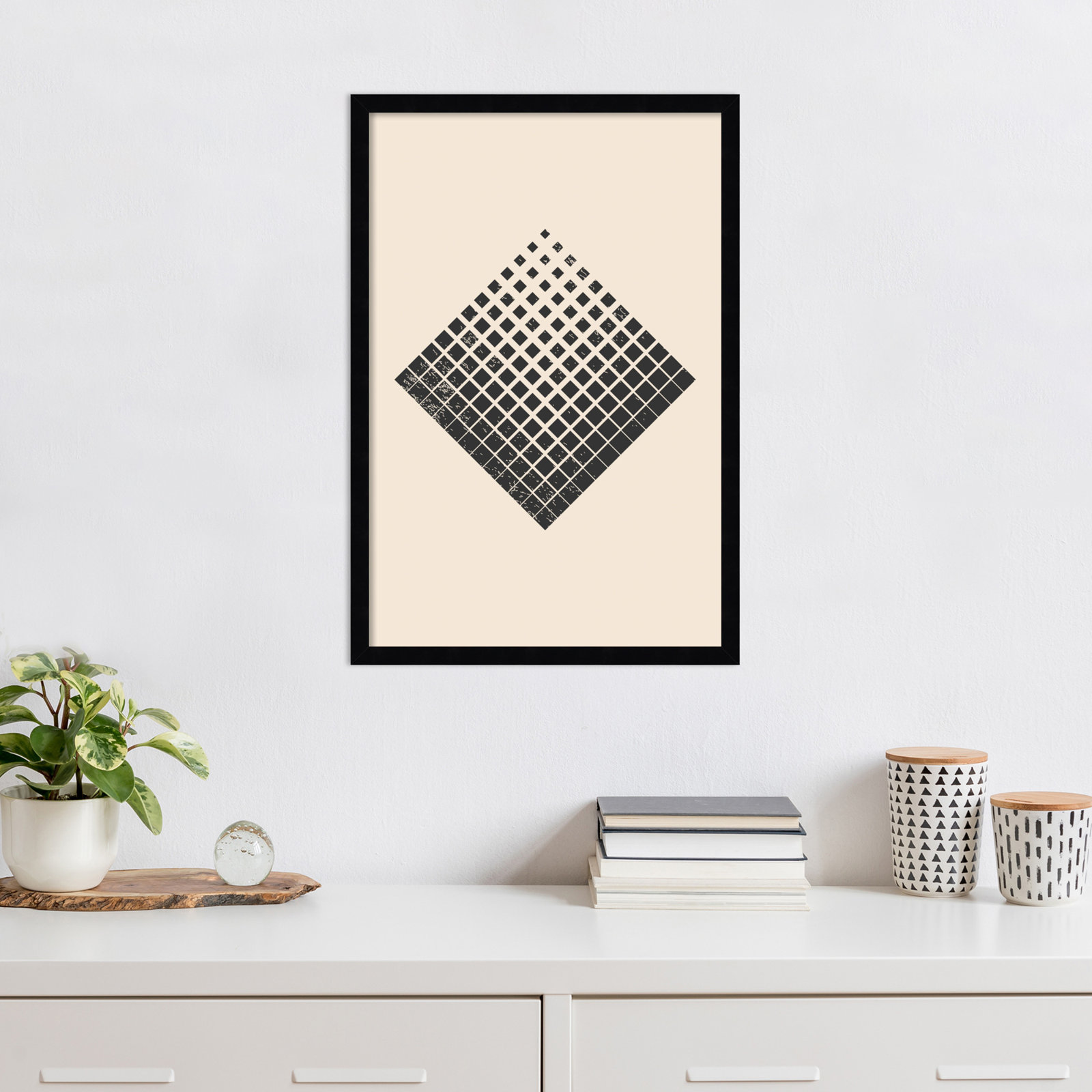 Minimal Halftone Shapes No. 3 Print, Black, 25" H x 17" W x 1" D