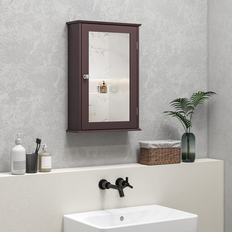 Armoire de salle de bain avec miroir, armoire à pharmacie murale avec tablettes