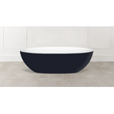 Barcelona 70.875" x 34.125" Freestanding Soaking Bathtub in Volcanic Limestone with Overflow Hole