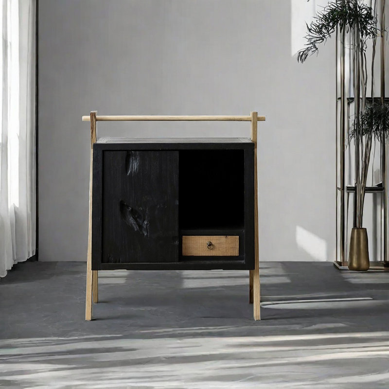 Black Vintage Classical Accent Cabinet