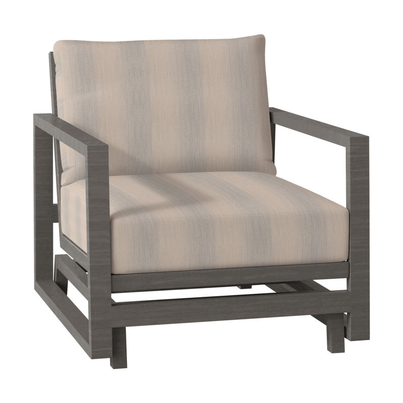 Avondale Patio Lounge Chair with Cushions, Slate Grey, No Welt, Avila Natural White