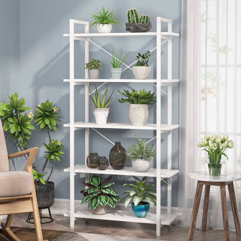 160cm H x 80cm W Steel Etagere Bookcase, White