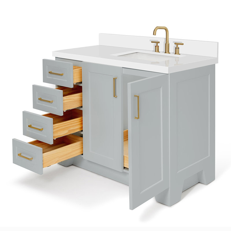 43 IN.  Single Bathroom Vanity, Gray, Rectangular, Right 