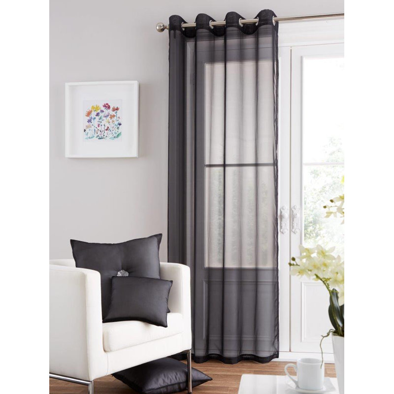 Signature Collection Semi Sheer Curtain Single Panel, Black