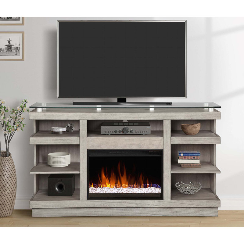 65 inch Fireplace TV Stand, for TVs up to 75 inches, Sandstone Finish