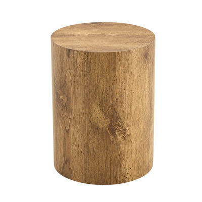 Table basse cylindrique en bois aggloméré de 11,8 po de diamètre avec grain de bois pour le salon, petits espaces