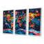 Carte du monde abstrait orange et bleu - ensemble d'art mural de carte du monde-107193184-107193178