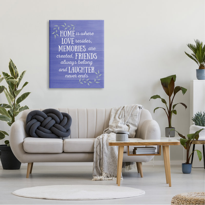 Home Memories Friend Laughter Citation «Blue Botanicals» par Sundance Group, LLC - Art textuel, H 40 po x l 30 po x P 1,5 po