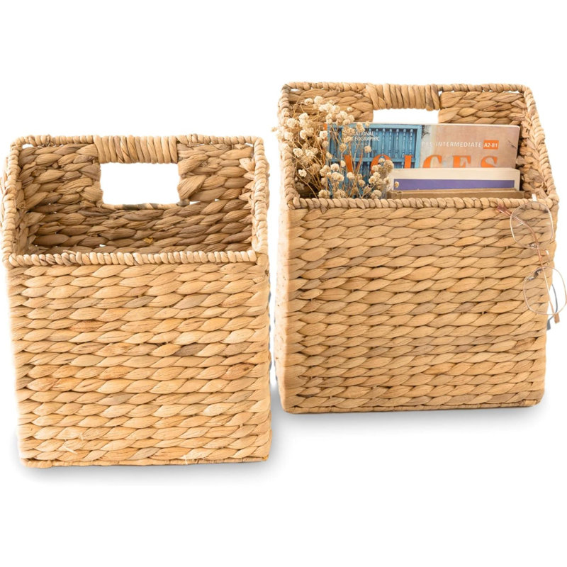 Paniers de rangement suspendus en osier, ensemble de 2 paniers muraux pour accessoires et classeurs, paniers à courrier
