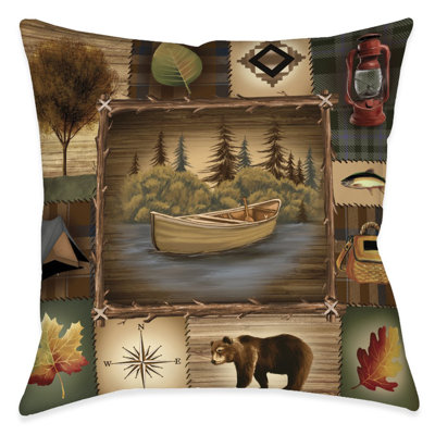 Camping Trip Patchwork Throw Pillow