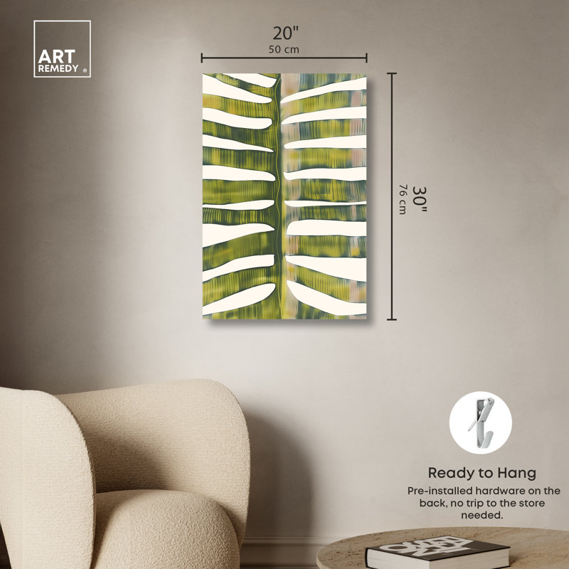 «Leaf Bongo I», art botanique minimaliste par Art Remedy, H 30 po x l 20 po, Toile tendue