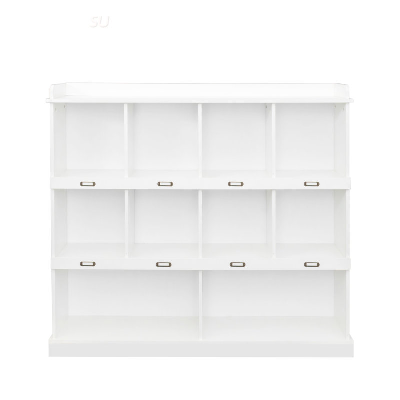 Bibliothèque à 10 tablettes avec rangement spacieux, facile à nettoyer et durable pour une organisation moderne, Blanc