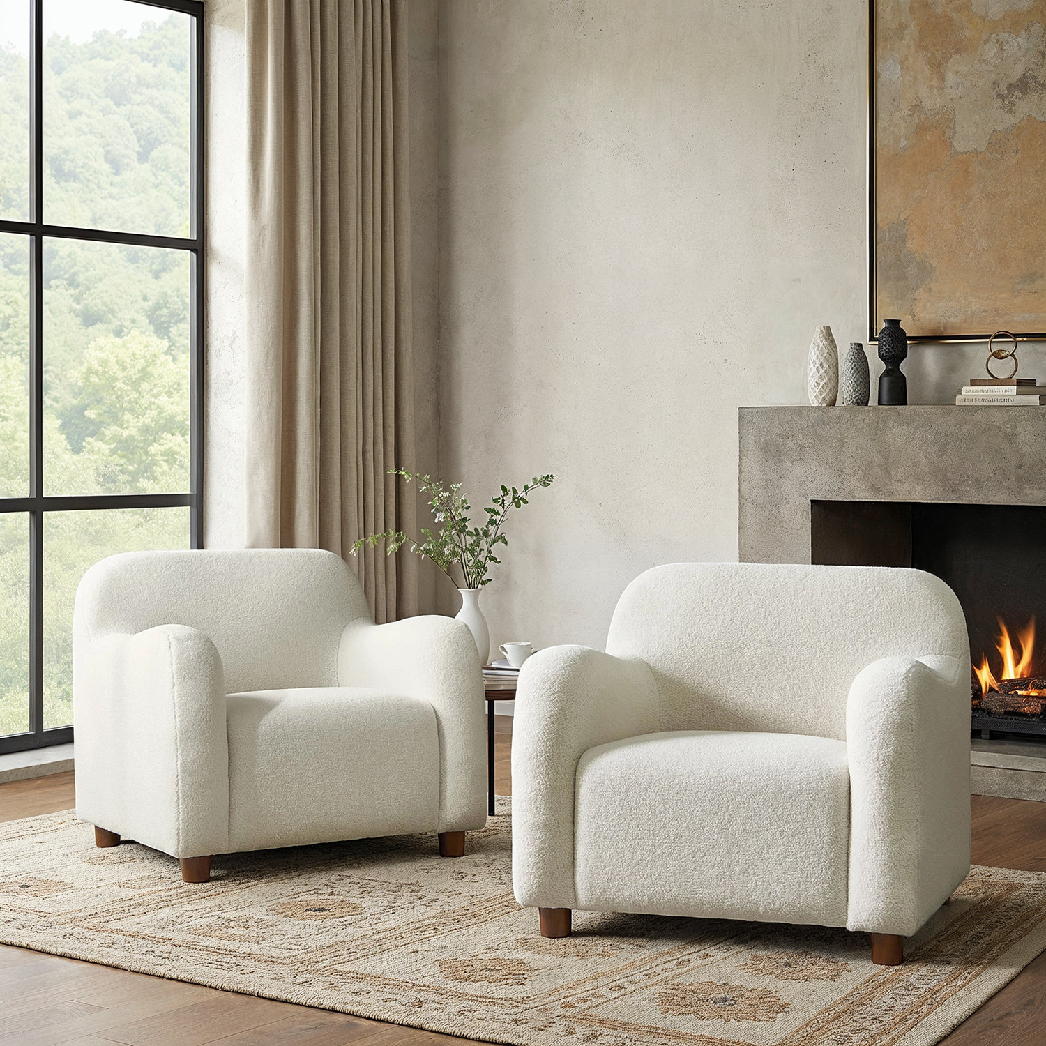 Boucle Accent Armchair, Ivory