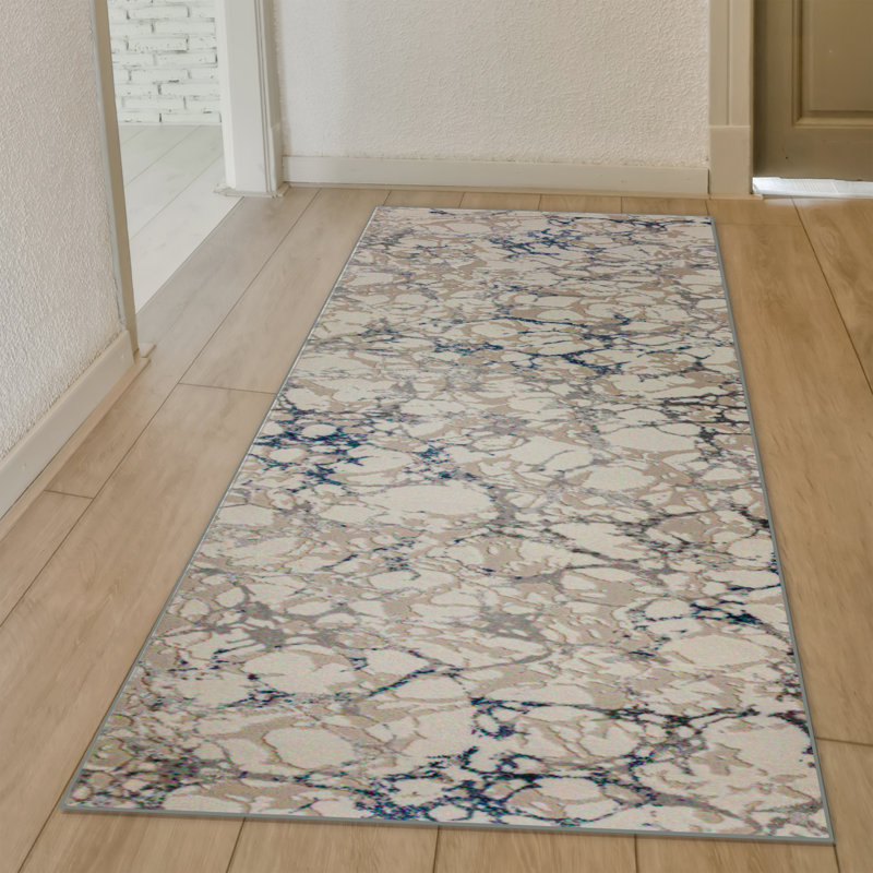 Fynton 1240 Blue Abstract Modern Area Rug, Runner 2'2" x 7'7"