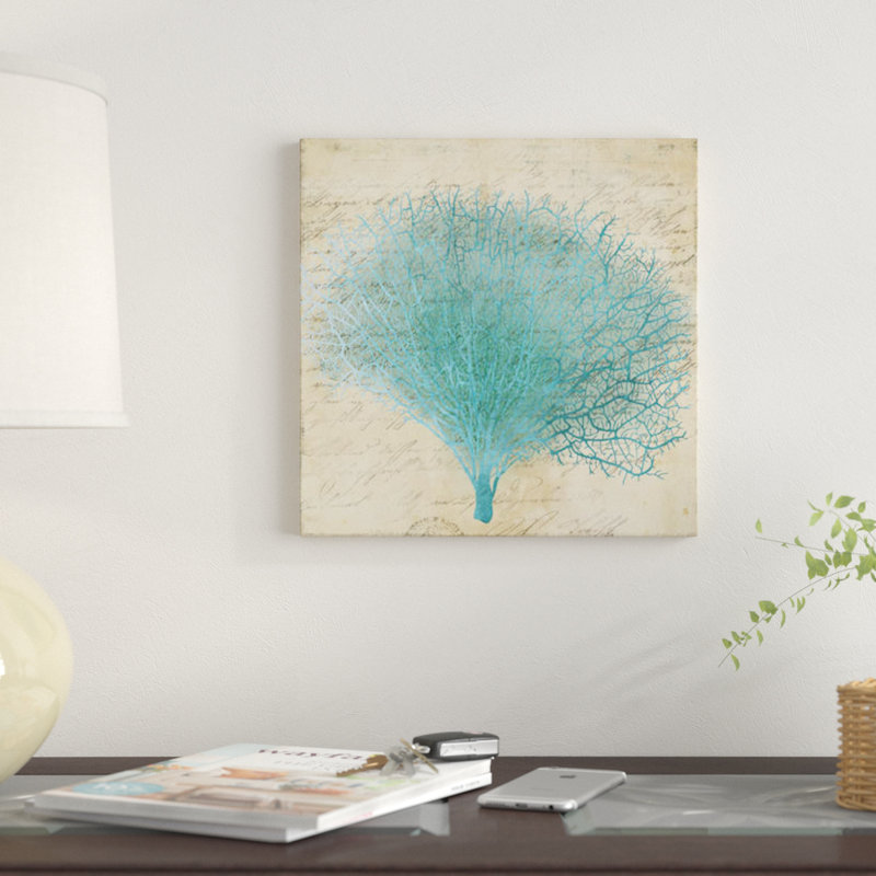 «Blue Coral III», reproduction sur toile, H 18 po x l 18 po x P 1,5 po, Pas de tapis, Toile tendue