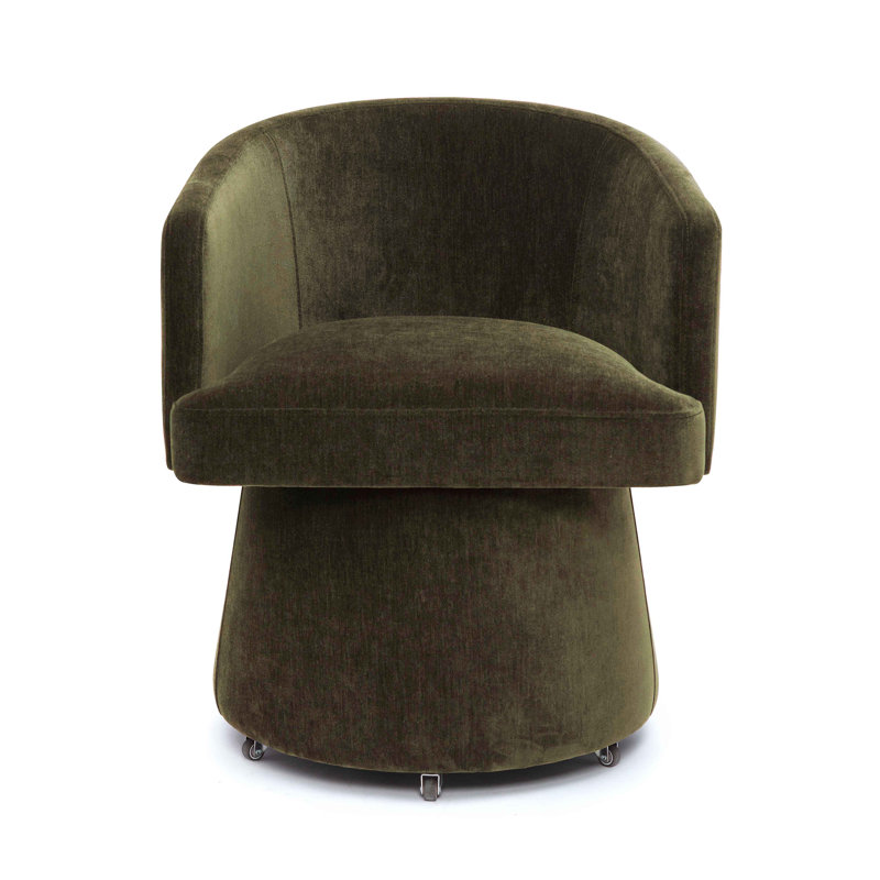 Fauteuil de bureau vert olive recyclé en chenille Kristen Moss