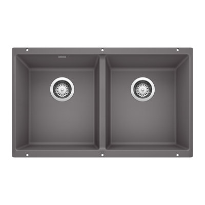 Precis Silgranit 29" 50/50 Double Bowl Undermount Kitchen Sink - Cinder
