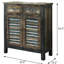 Console de 35,7 pouces de hauteur avec rangement rectangulaire en chêne antique et bleu sarcelle