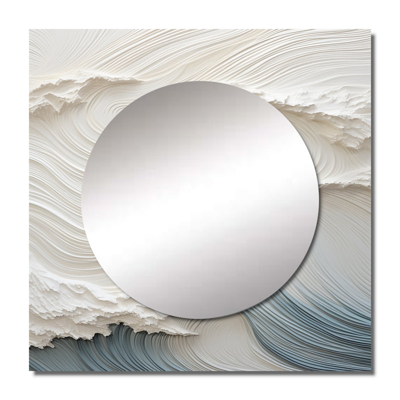 Miroir carré Conray - Vague blanche et bleue, 29 po x 29 po