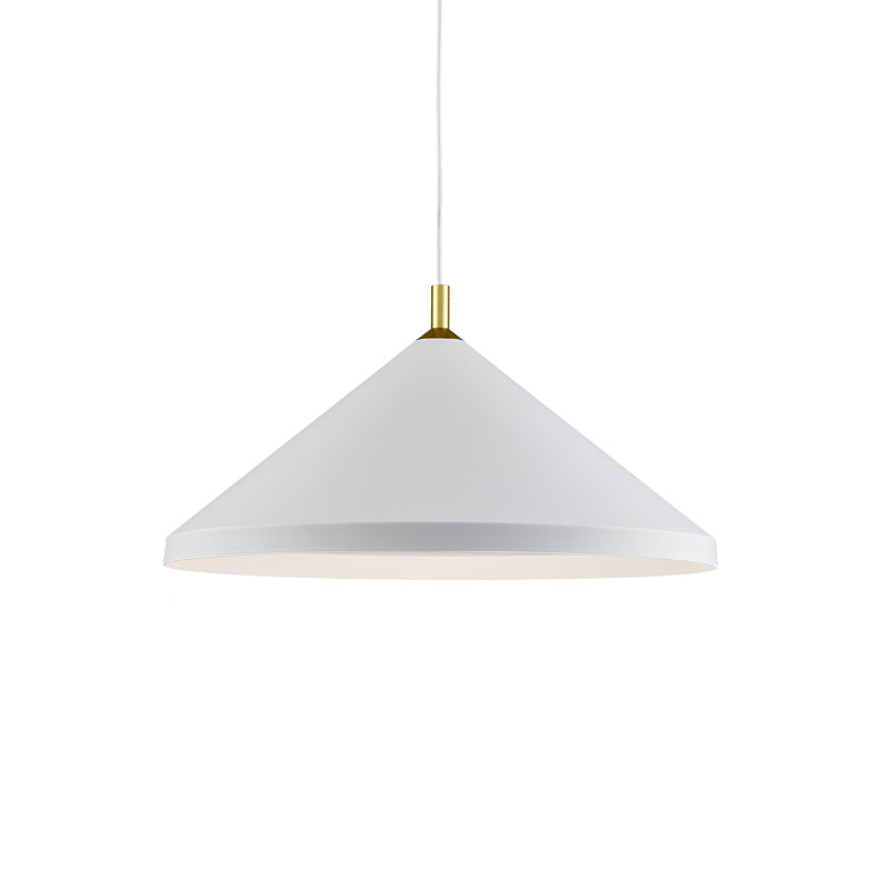 1 - Light Single Pendant, White/Gold, 13" H x 26" W x 26" D