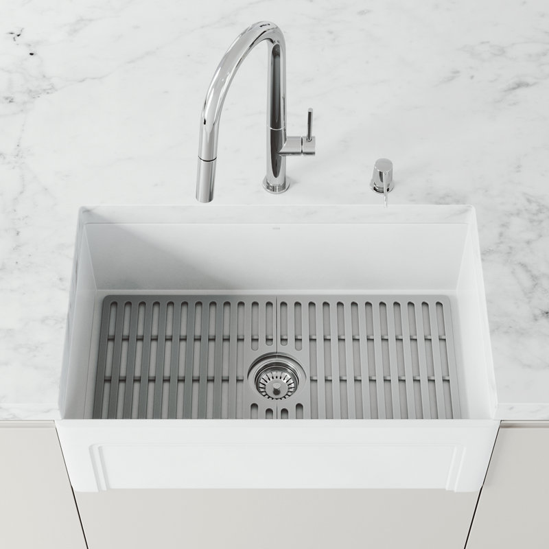 Silicone Grid 30 in. x 15 in. Silicone Bottom Grid for 33 in. Single Bowl Kitchen Sink, Gray