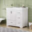 Meuble-lavabo 36 po avec lavabo simple, meuble-lavabo moderne sous le comptoir avec 2 portes à fermeture et 4 tiroirs. Blanc, l 35,8 po x P 19,7 po x H 35,4 po.