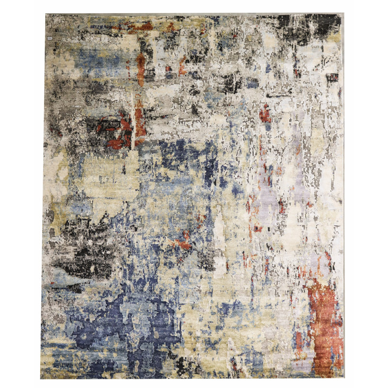 Tapis multicolore de haute qualité noué à la main, Rectangle 8 pi x 10 pi