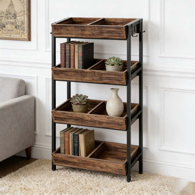 Organisateur de rangement en bois stable, support à fruits et légumes, support à vin