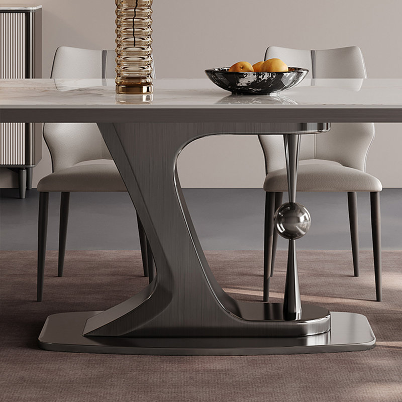 Light luxury modern rectangular dining table set, 29.5"H x 55.1"L x 31.5"W