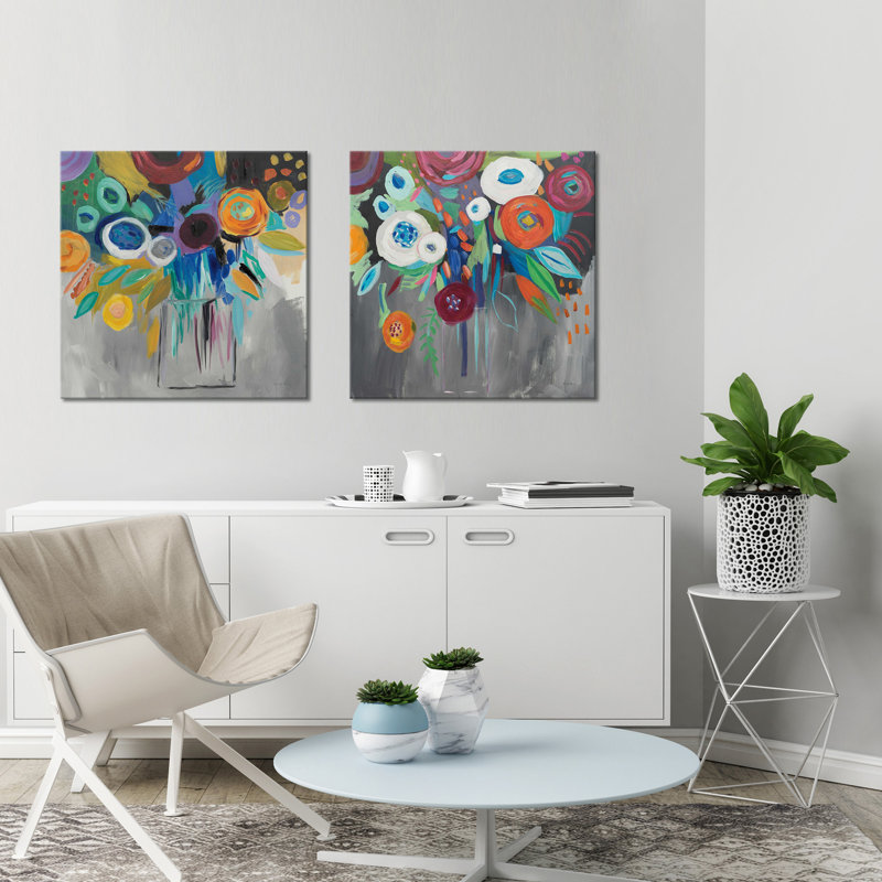 «Burst of Magic», ensemble de 2 reproductions de peintures à l'acrylique, H 28 po x l 56 po x P 1,5 po, Toile tendue
