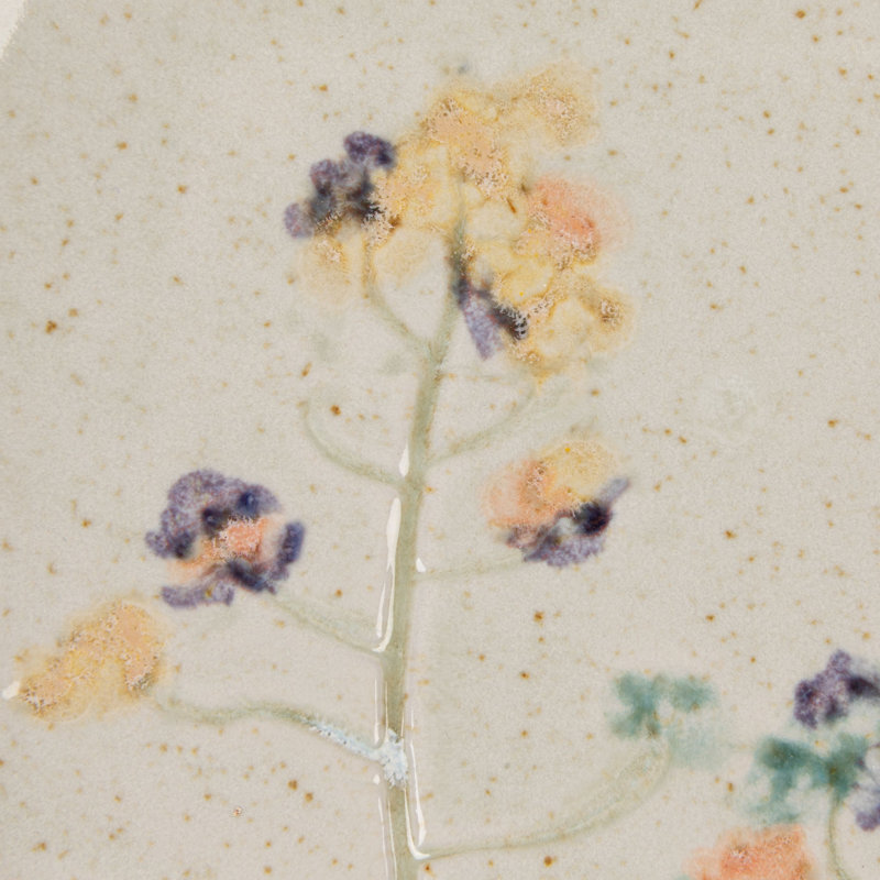 Hand-Painted Stoneware Flower Shaped Plates In Reactive Glaze