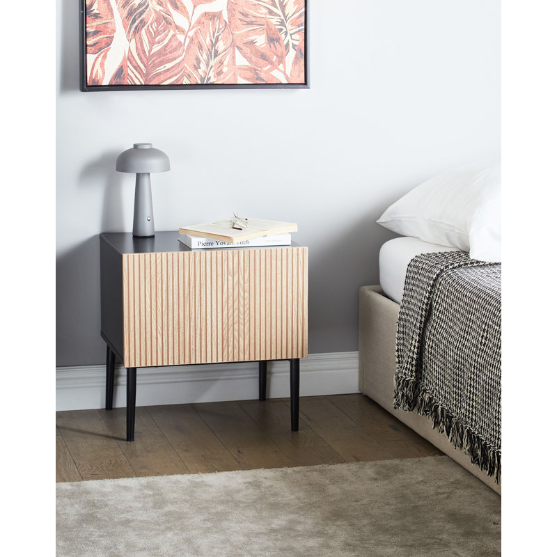 Bedside Table BLYTHE Wood Brown/ Black, Black/Brown