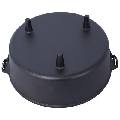 Pre-Seasoned Cast Iron Dutch Oven With Skillet Lid, Outdoor Camping Deep Pot For Camping Fireplace Cooking BBQ Baking Campfire, Leg Base,6 Quart
