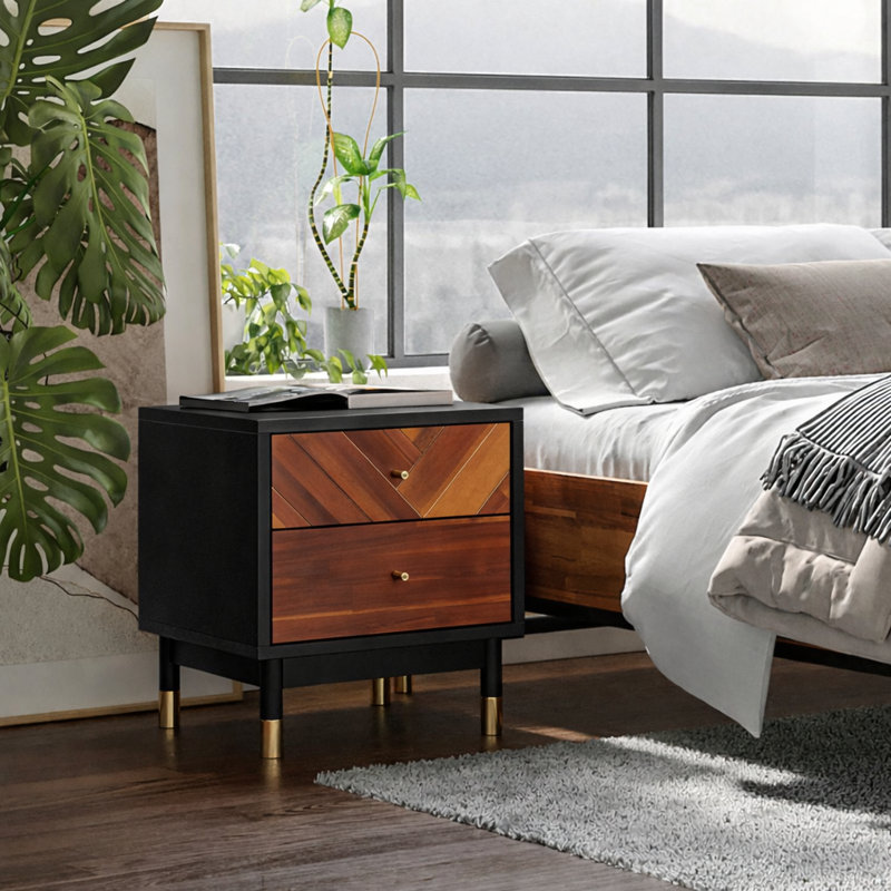 Tigner 2-Drawer Wood End Table, 24.2" H x 24" W x 17.75" D