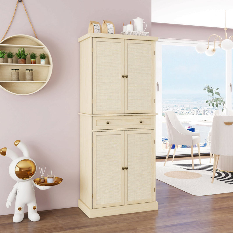 Armoire à 4 portes avec 1 tiroir, 4 tablettes intérieures réglables, armoire de rangement