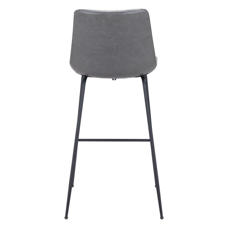Upholstered Counter Stool with Steel Frame, Gray