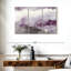 Paysage abstrait, minuit sur le lac, améthyste et gris sur toile, ensemble de 3 pièces-92790130